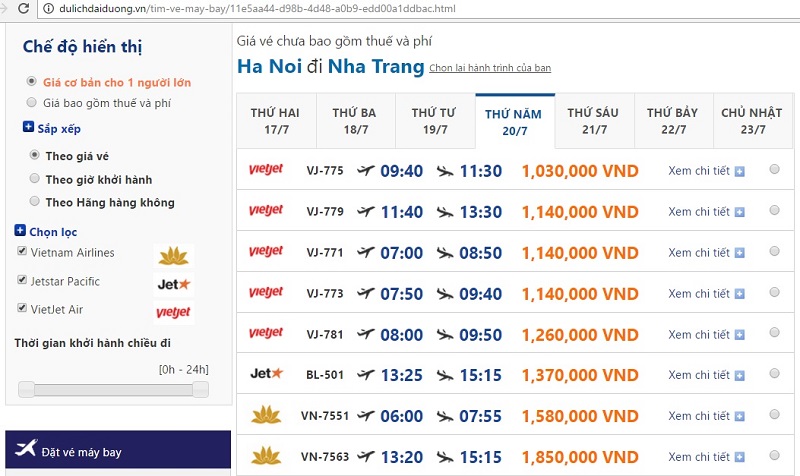 Vé máy bay đi Nha Trang tại dulichdaiduong.vn tháng 07/2017