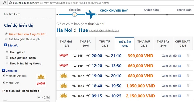 Đặt vé máy bay Hà Nội – Huế tại Du Lịch Đại Dương