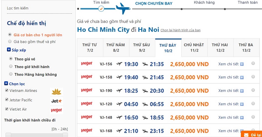 Giá vé máy bay ra hà nội ngày 25 tháng Chạp tại dulichdaiduong.vn