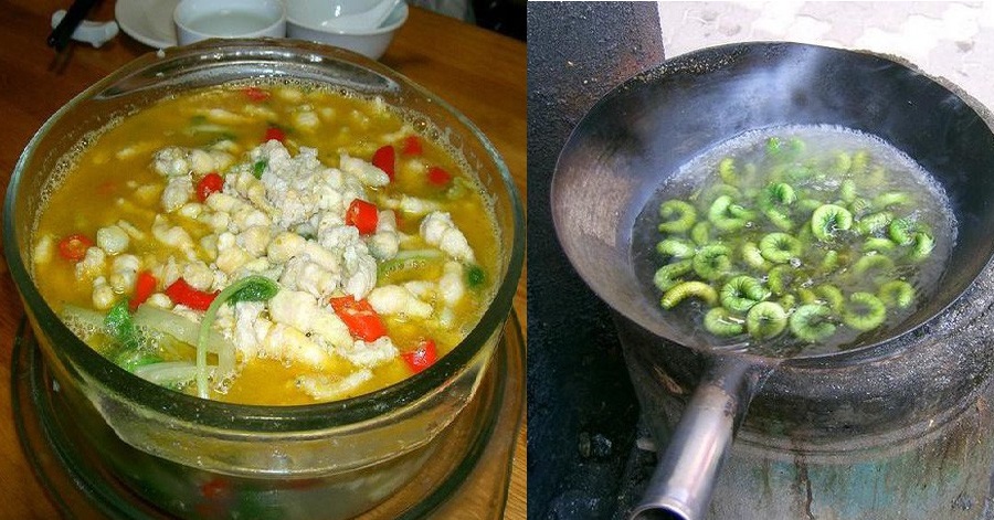 Món sâu xanh nấu canh ở Giang Tô