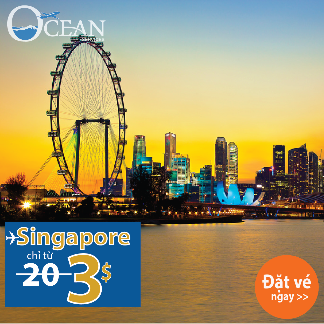 vé máy bay đi Singapore chỉ 3$