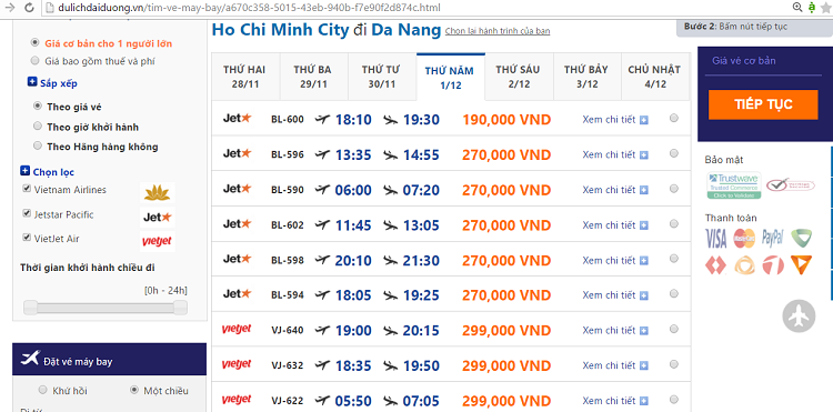 Vé máy bay giá rẻ đi Đà Nẵng tháng 12/2016 từ Sài Gòn