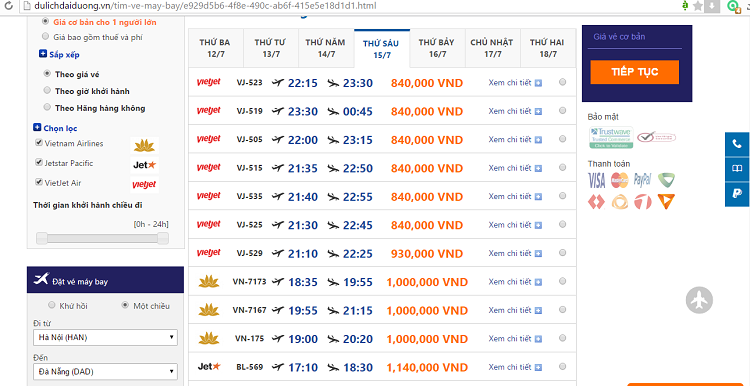 Giá vé máy bay đi Đà Nẵng trong tháng 7/2016 không quá cao