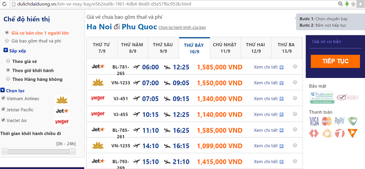 Đặt vé máy bay đi Phú Quốc tại dulichdaiduong.vn
