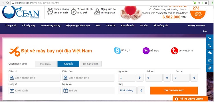 Đặt vé tại dulichdaiduong.vn – Đại lý cấp 1 của 3 hãng hàng không nội địa