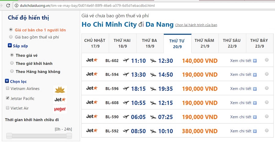 Vé máy bay đi đà nẵng giá rẻ jetstar khởi hành từ Sài Gòn
