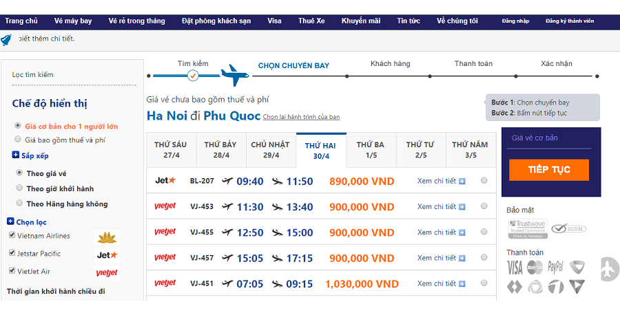 vé máy bay đi phú quốc 30 4