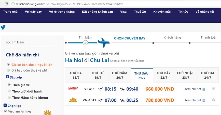 Vé máy bay giá rẻ đi chu lai khởi hành từ Hà Nội trong mùa du lịch