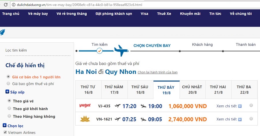 Vé máy bay giá rẻ đi Quy Nhơn từ Hà Nội trong tháng 8/2017