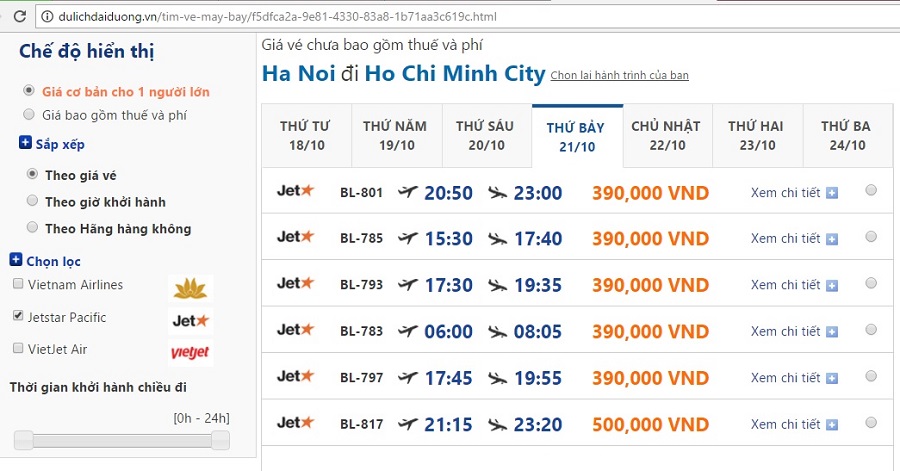Vé máy bay giá rẻ đi sài gòn Jetstar khởi hành từ Hà Nội trong tháng 10