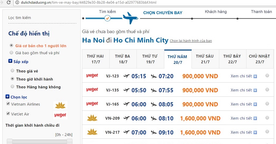 Vé máy bay giá rẻ đi Sài Gòn từ Hà Nội trong tháng 7