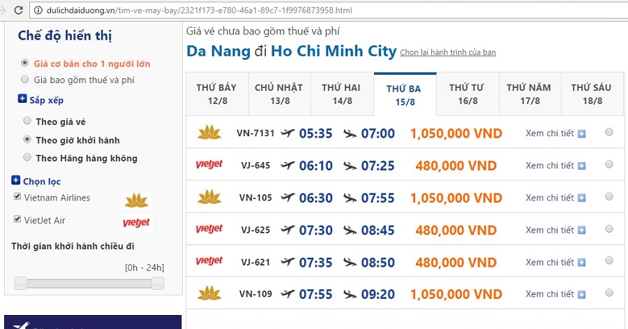Vé máy bay giá rẻ đi Sài Gòn từ Đà Nẵng trong tháng 8