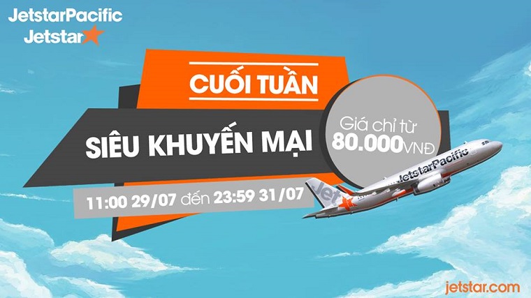 Vé máy bay khuyến mại của Jetstar giá 80.000đ