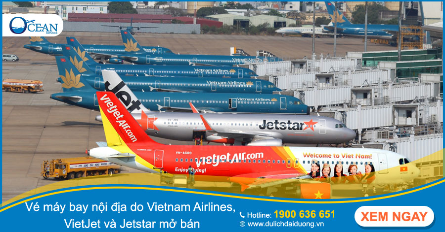 Ba hãng hàng không nội địa của Việt Nam là Vietnam Airlines, VietJet và Jetstar