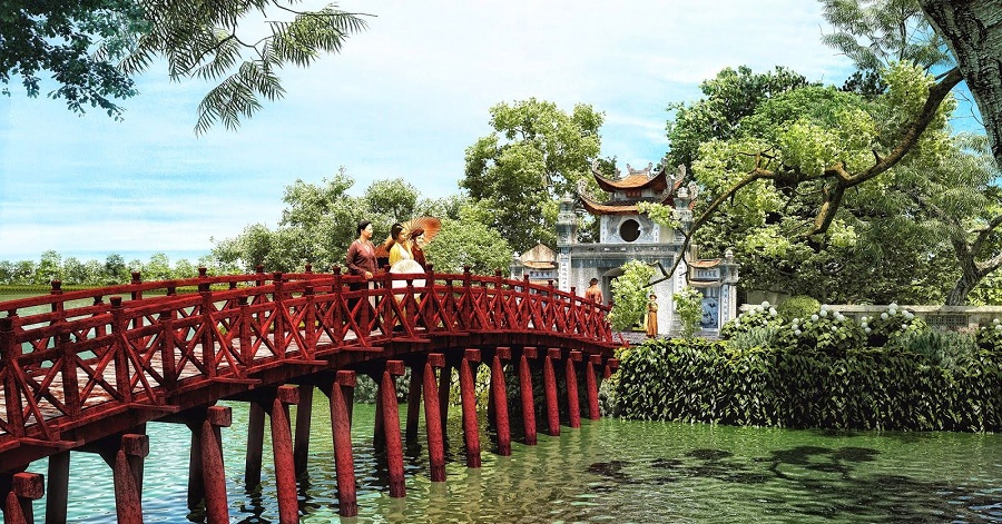 Đền Ngọc Sơn, Cầu Thê Húc Hà Nội là một trong những điểm đến hấp dẫn du khách